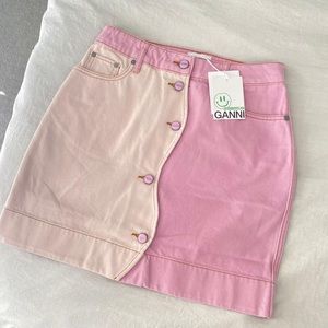 GANNI Two-Tone Organic Cotton Denim Miniskirt Size 38 BRAND NEW 🏷